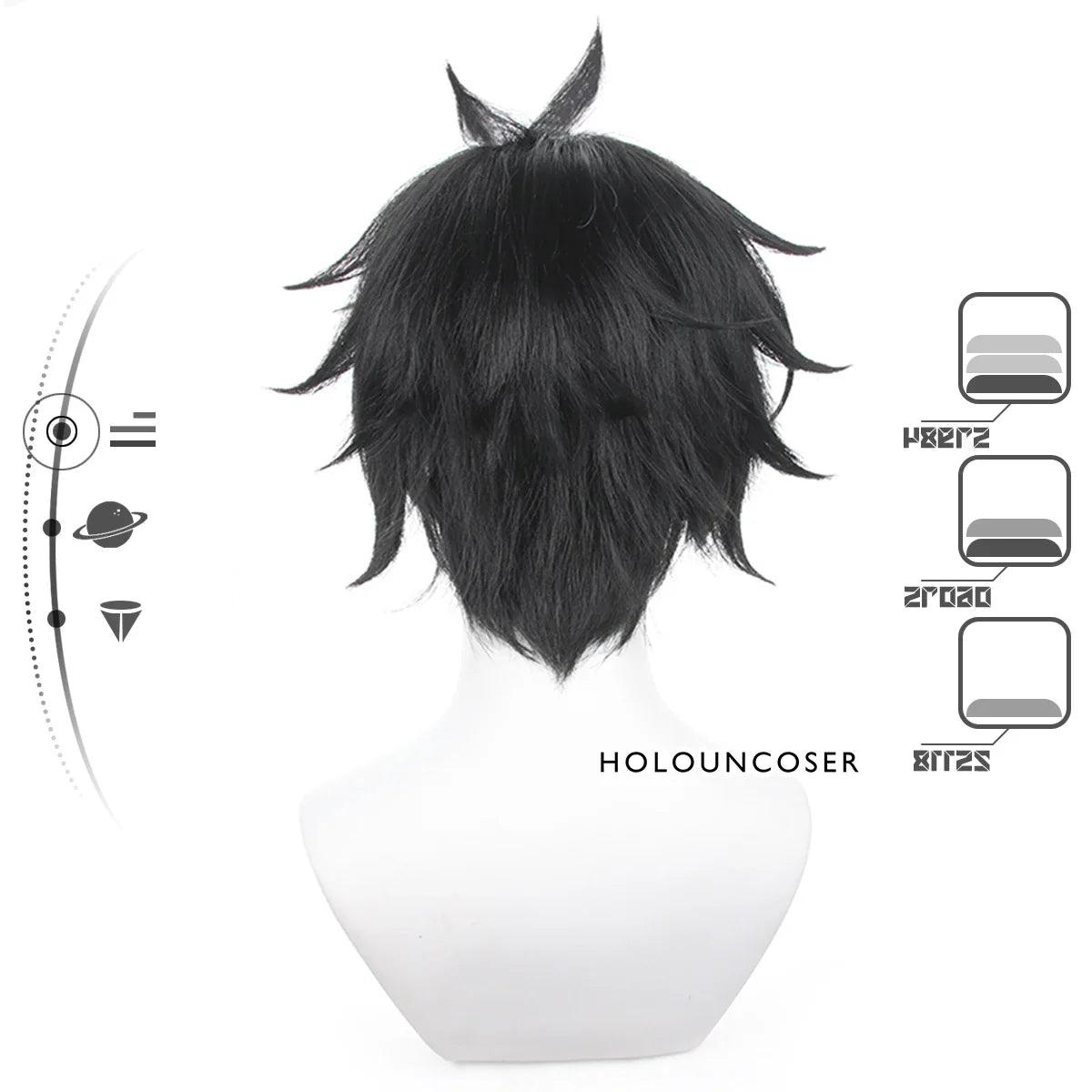 Honkai Star Rail Game Dan Heng Cosplay Wig Short Version Rose Net Heat Resistant Synthetic Fiber Adjustable Halloween