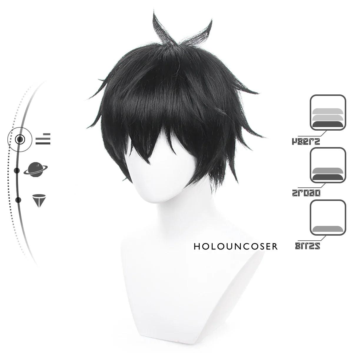 Honkai Star Rail Game Dan Heng Cosplay Wig Short Version Rose Net Heat Resistant Synthetic Fiber Adjustable Halloween