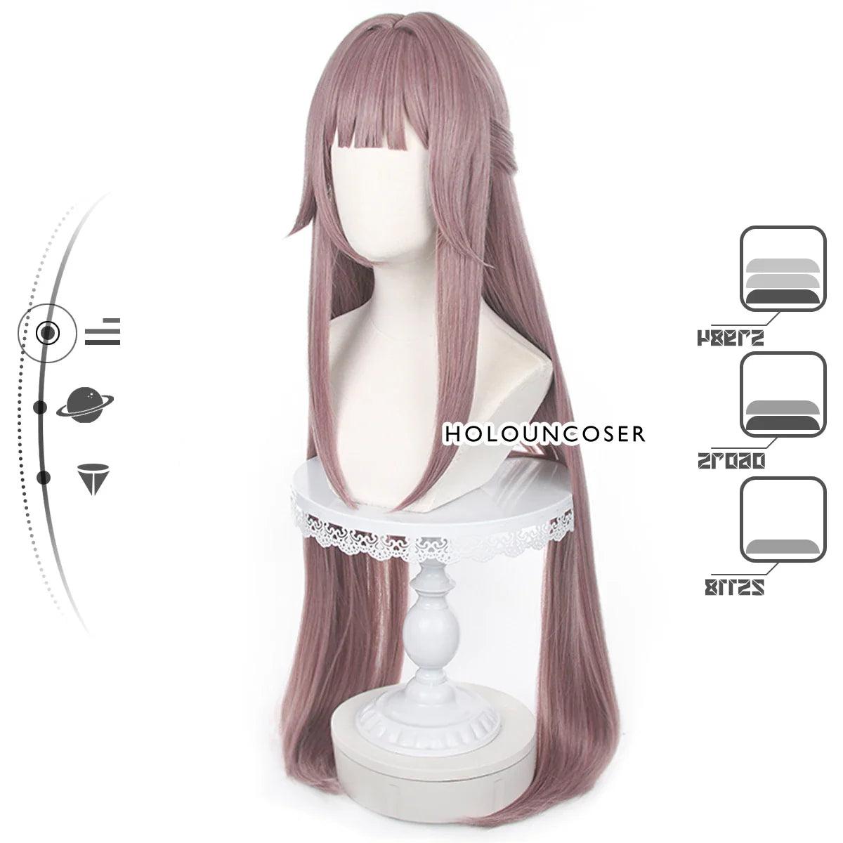 Honkai Star Rail Game Herta Cosplay Wig Rose Net Heat Resistant Synthetic Fiber Comb Hairpin Adjustable Halloween Party