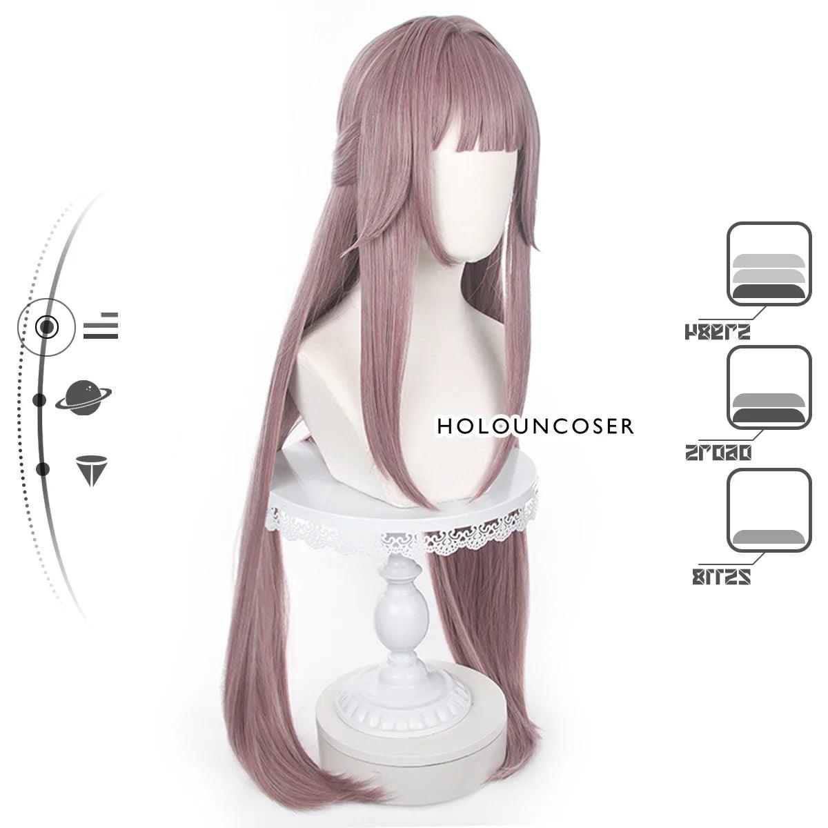 Honkai Star Rail Game Herta Cosplay Wig Rose Net Heat Resistant Synthetic Fiber Comb Hairpin Adjustable Halloween Party