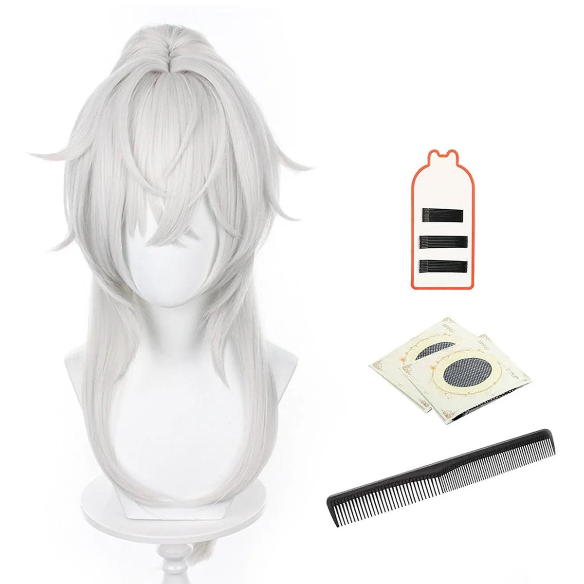 Honkai Star Rail Game Jing Yuan Cosplay Wig Rose Net Heat Resistant Synthetic Fiber Nets Comb Hairpin Adjust Halloween