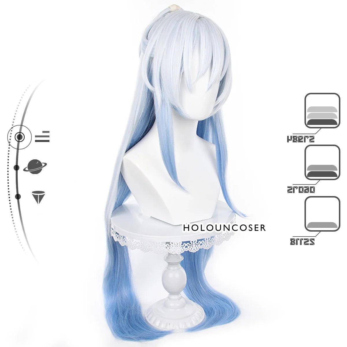 Honkai Star Rail Game Jingliu Cosplay Wig Rose Net Heat Resistant Synthetic Fiber Comb Hairpin Adjustable Halloween Party