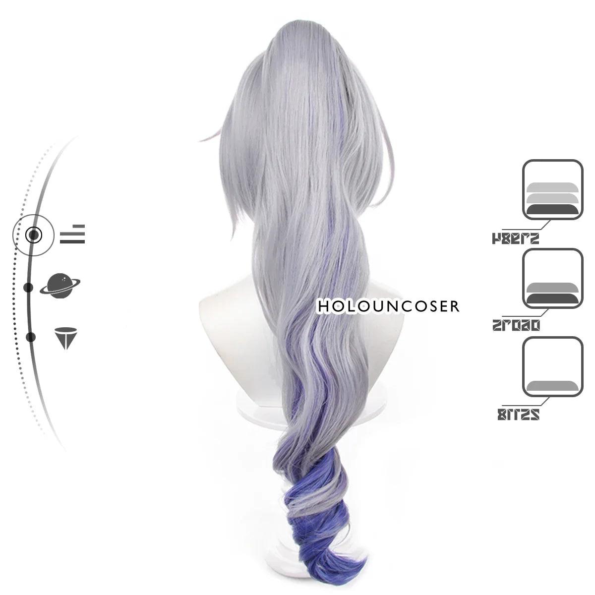 Honkai Star Rail Game Silver Wolf Cosplay Wig Rose Net Heat Resistant Synthetic Fiber Adjust Size Halloween Christmas