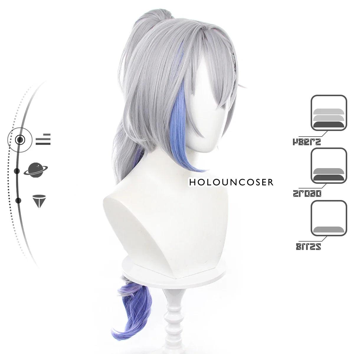 Honkai Star Rail Game Silver Wolf Cosplay Wig Rose Net Heat Resistant Synthetic Fiber Adjust Size Halloween Christmas