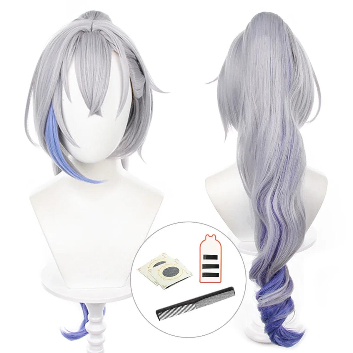 Honkai Star Rail Game Silver Wolf Cosplay Wig Rose Net Heat Resistant Synthetic Fiber Adjust Size Halloween Christmas