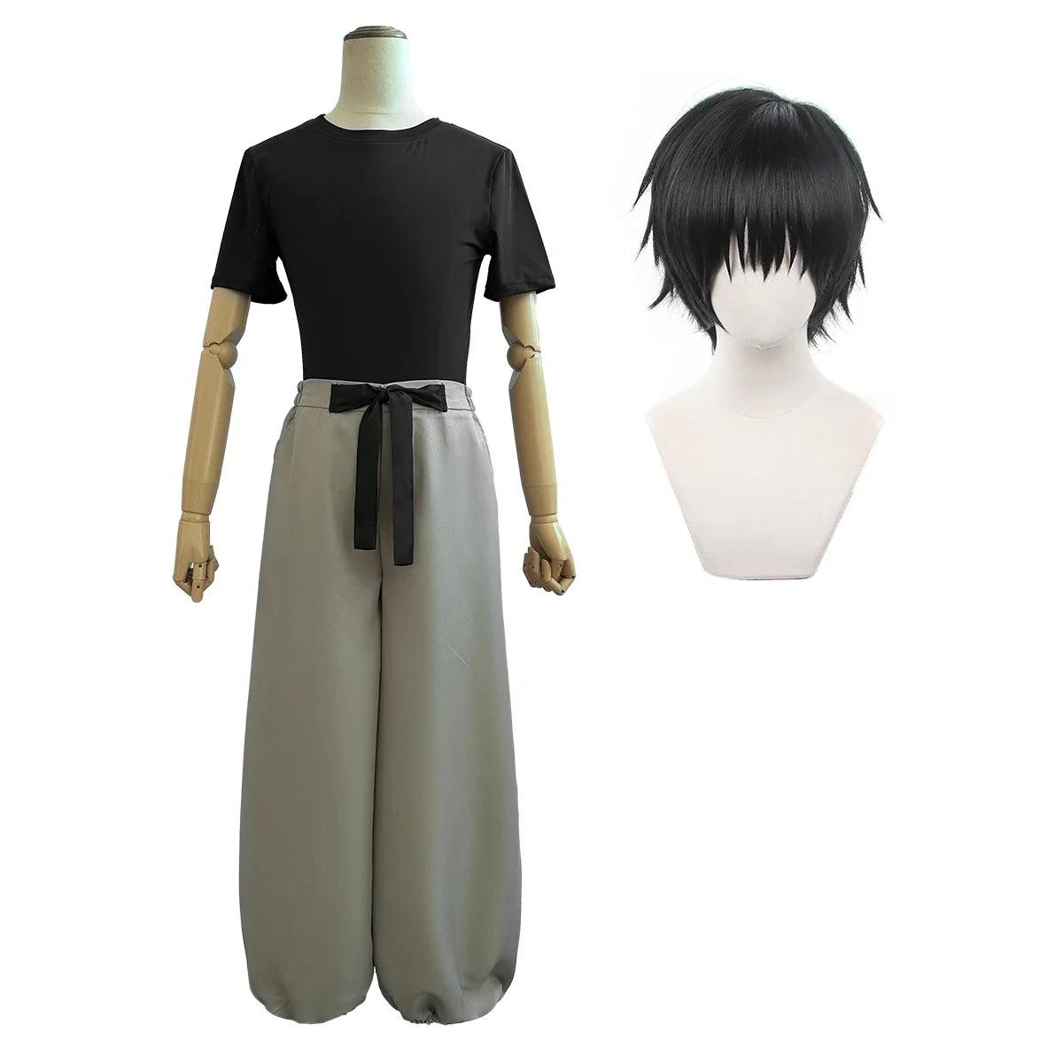 Jujutsu JJK Manga Anime Fushiguro Toji Satoru Gojo Cosplay Costume Wig T-shirt Pants Rose Net Halloween Christmas Gift