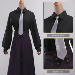 Jujutsu JJK Manga Anime Mei Mei Cosplay Costume Black Shirt Purple Pants Tie Daily Wearing Gift