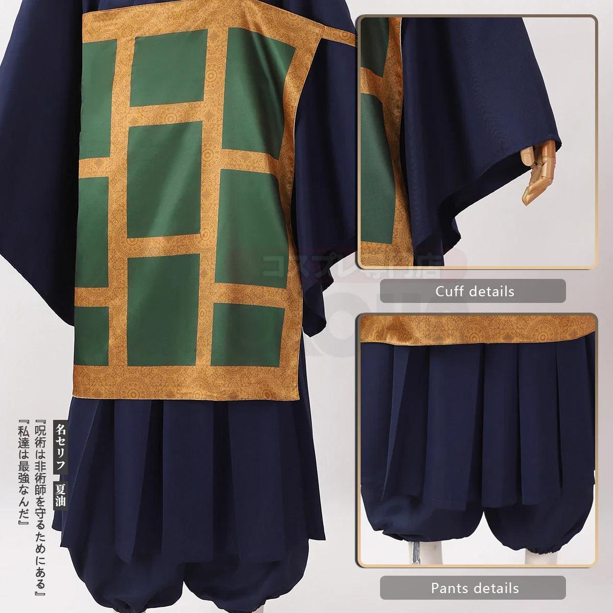 Jujutsu JJK Manga Anime Suguru Geto Cosplay Costume Wig Dark Blue kimono Top Skirt Pants Cassock Rose Net Halloween Gift