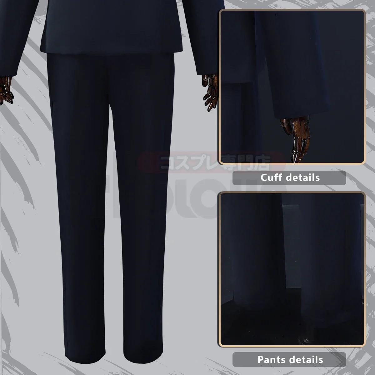 Jujutsu JJK Manga Anime Suguru Geto Satoru Gojo Cosplay Costume Wig Dark Blue Jacket Pants Uniform Rose Net Halloween