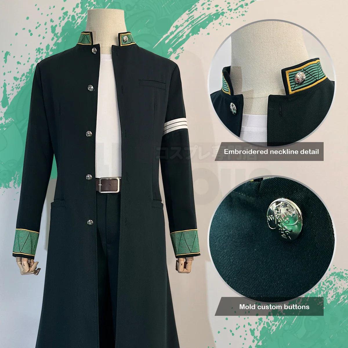 Wind Breaker Anime Hajime Umemiya Cosplay Costume Wig Green Long Trench Coat Uniform Pants White T-shirt Belt