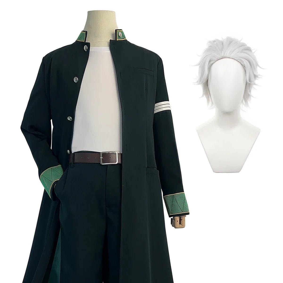 Wind Breaker Anime Hajime Umemiya Cosplay Costume Wig Green Long Trench Coat Uniform Pants White T-shirt Belt