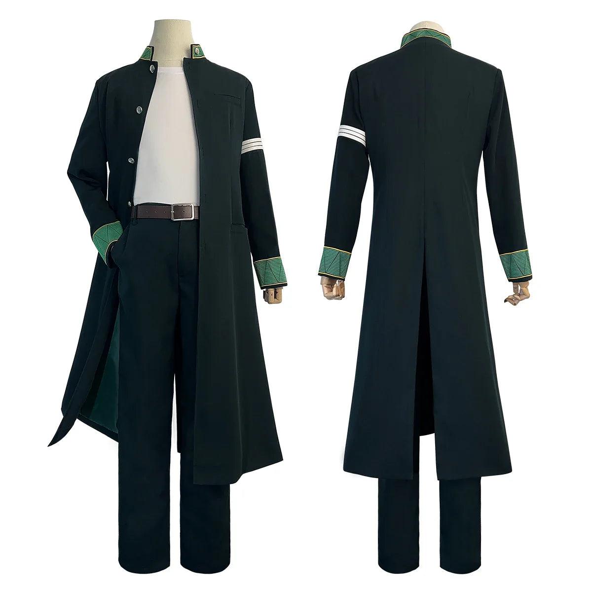 Wind Breaker Anime Hajime Umemiya Cosplay Costume Wig Green Long Trench Coat Uniform Pants White T-shirt Belt