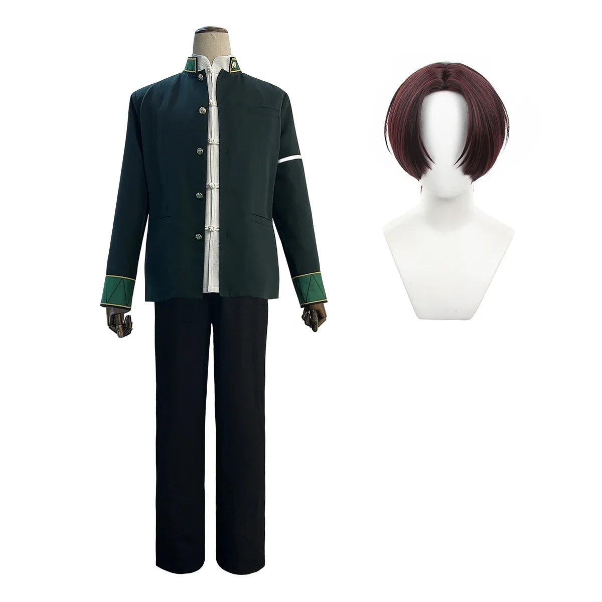 Wind Breaker Anime Hayato Suo Cosplay Costume Wig Uniform Green Jacket Black Pants White Kung Fu Shirt Earings Eyepatch