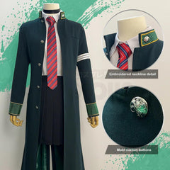 Wind Breaker Anime Tasuku Tsubakino Cosplay Costume Wig Green Long Trench Coat Skirt White Shirt Choker Tie Bow-knot