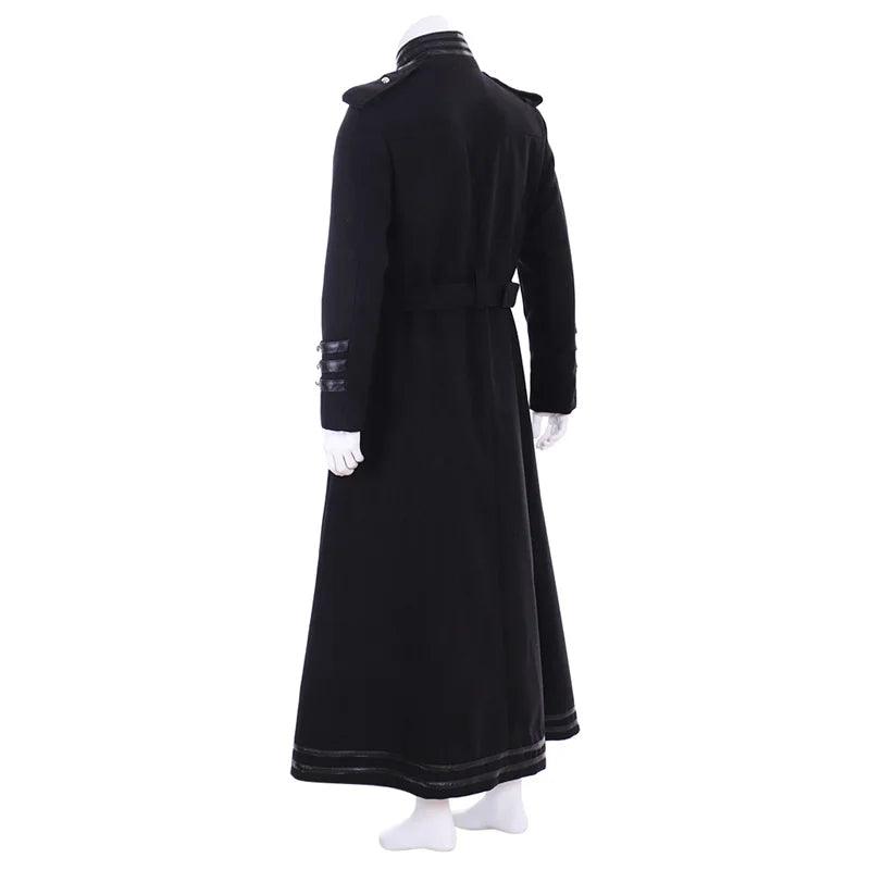 Medieval Church Priest Robe Trench Jacket Cassock Clergy Preacher Men Stand Collar Single Breasted Minister Choir Roman Pastor