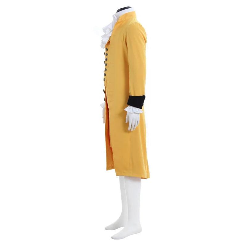 Men's Steampunk Victorian Rococo Noble Costume - Yellow Colonial Frock Coat & Waistcoat