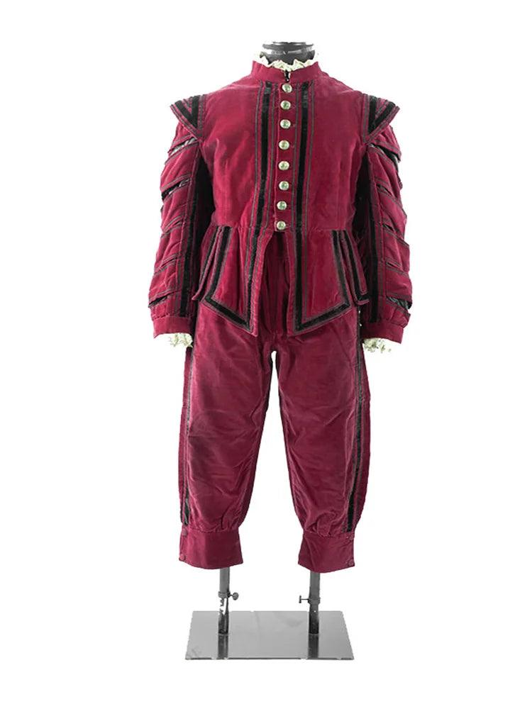 King Henry VIII Renaissance Costume - Tudor Elizabethan Red Outfit for Men | Coscosmos Medieval Series