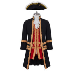 Medieval Men's Top Hat Full Victorian Regency Coat King  18th Century Colonial Officer Uniform