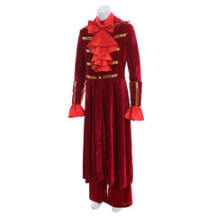 Medieval Renaissance Red Ruffle Shirt Pants Full Set Noble Prince Fashion Men's Vintage Halloween