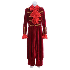 Medieval Renaissance Red Ruffle Shirt Pants Full Set Noble Prince Fashion Men's Vintage Halloween