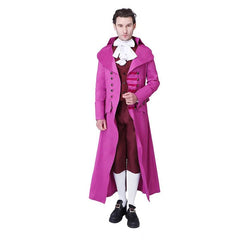 Medieval Retro Rose Red Men's Court Jacket & Pants Cosplay Costume | European Royal Uniform