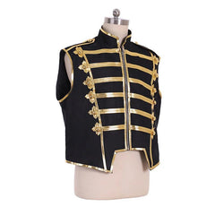 Men's Punk Marching Band Drummer Parade Jacket - Sleeveless Military Vest Costume | Coscosmos Cosplay Series