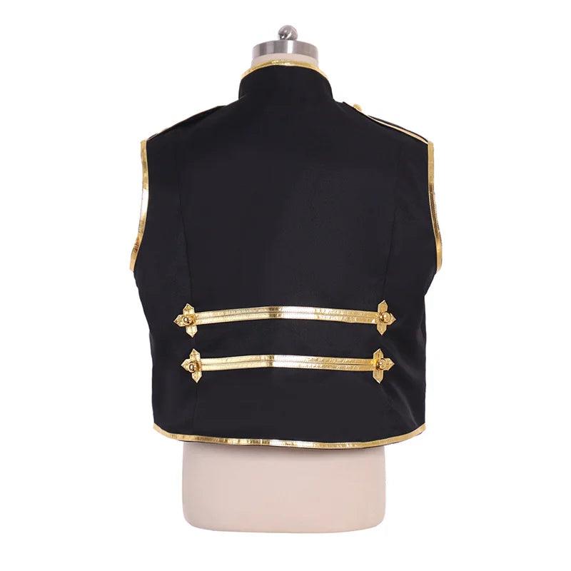 Men's Punk Marching Band Drummer Parade Jacket - Sleeveless Military Vest Costume | Coscosmos Cosplay Series