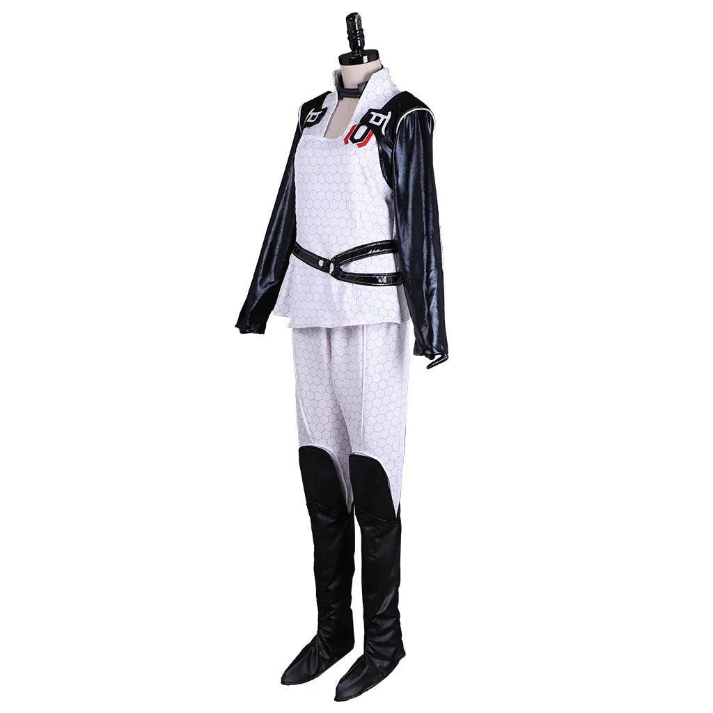 Miranda Lawson Cosplay Game Costume For Women Punk Retro White Battle Uniform Suit Halloween Carnival Party Streetwear