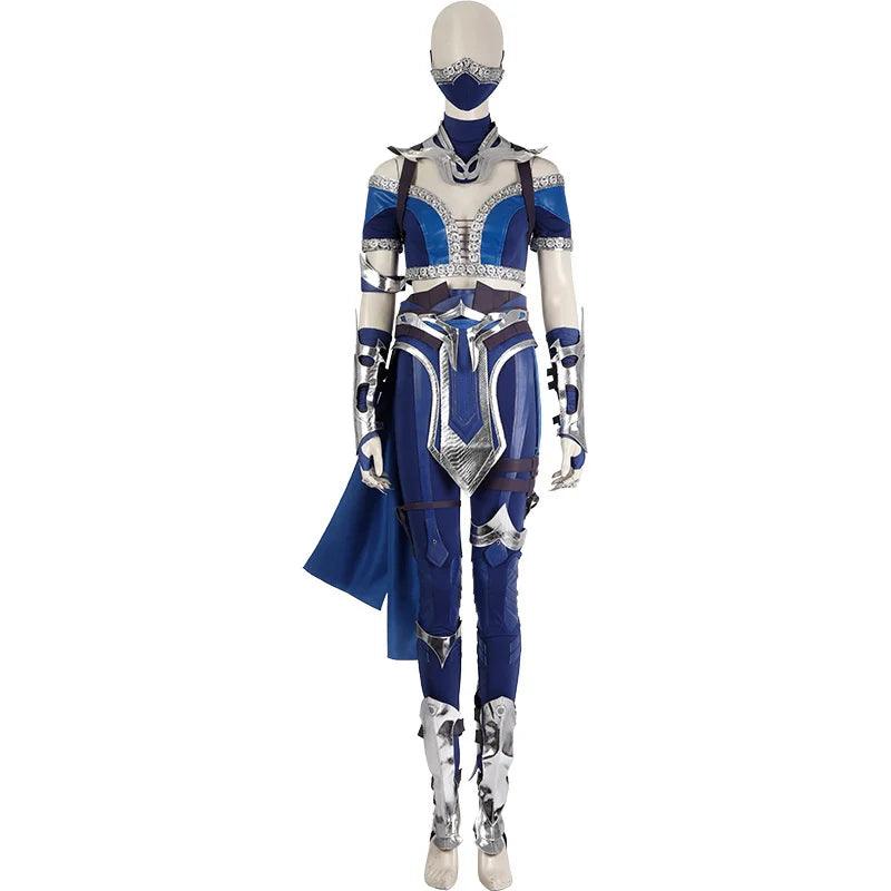 Mortal Kombat Kitana Costume Sexy Blue Top Pants Mask Accessories Halloween Outfit