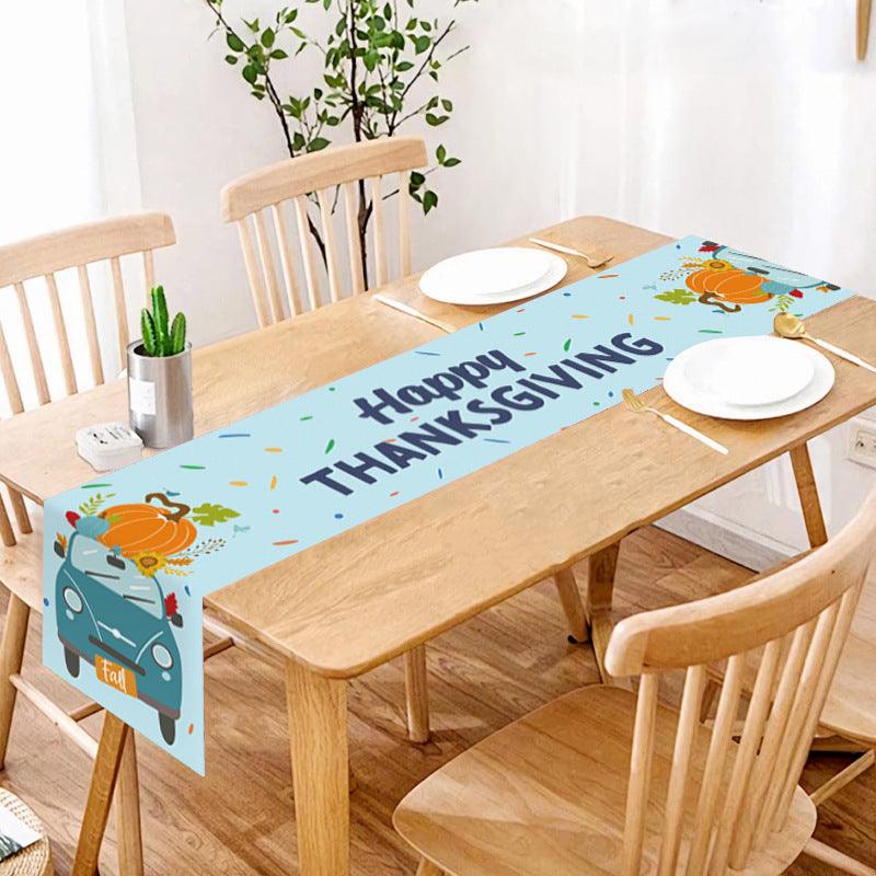 new Thanksgiving table flag autumn pumpkin maple leaf print table flag home decoration dining table coffee table tablecloth