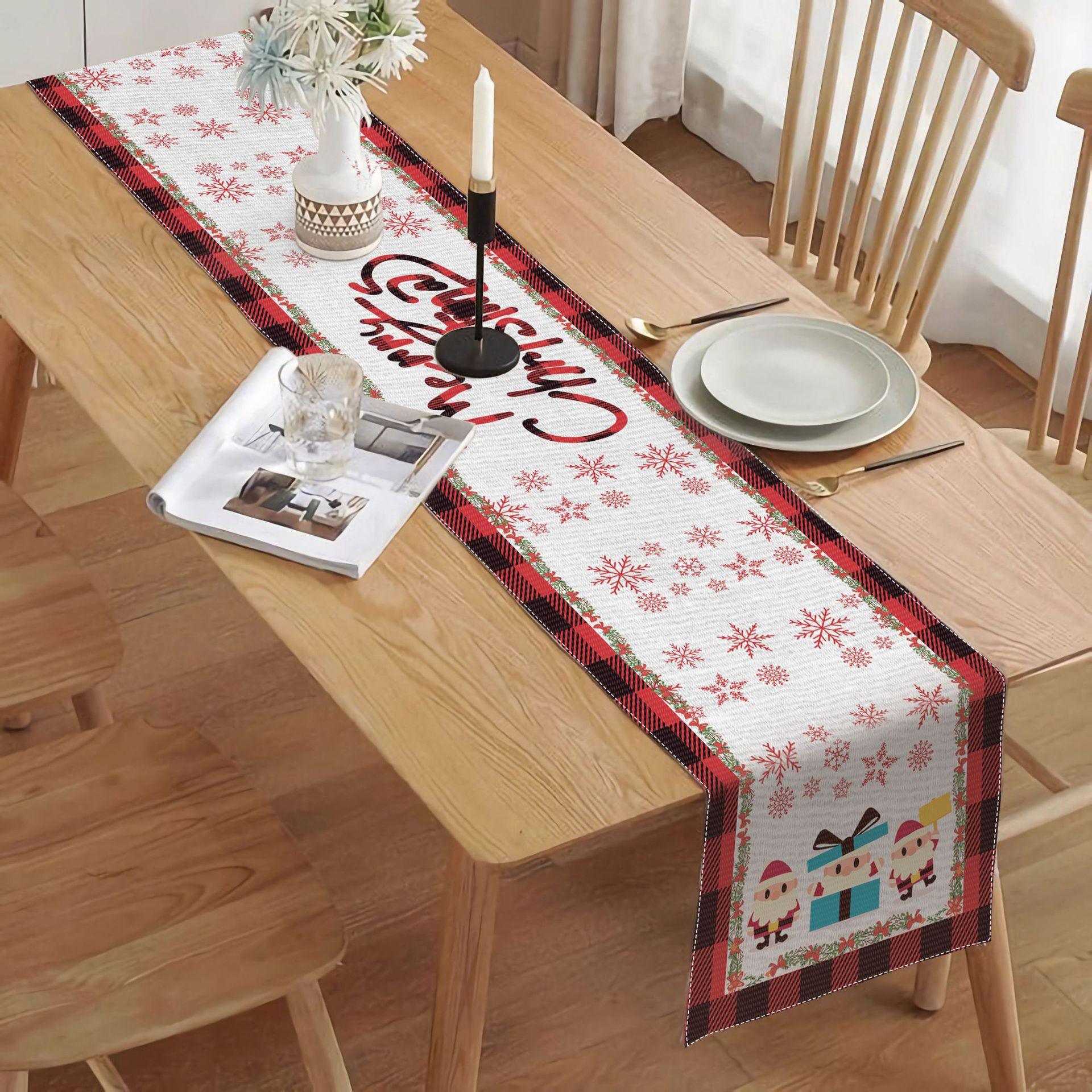 new Christmas table flag, little dwarf elk decoration holiday cloth tablecloth placemat decoration thermal insulation mat