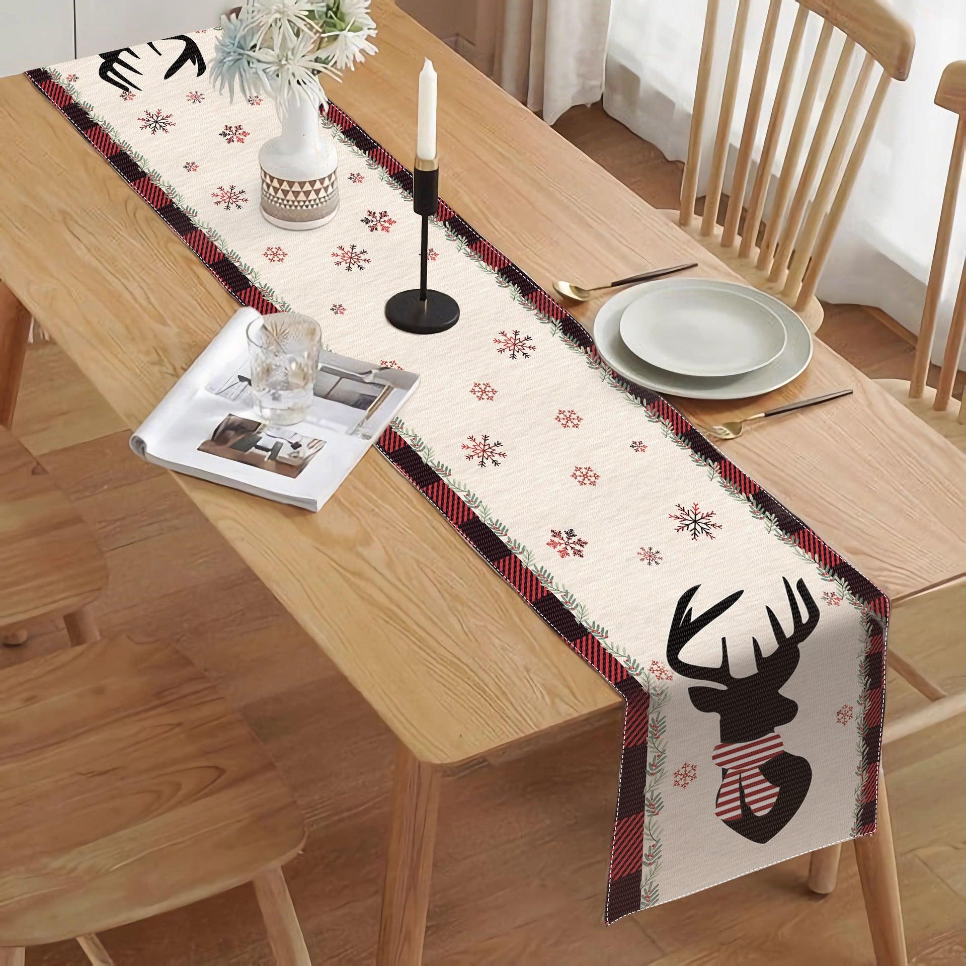 new Christmas table flag, little dwarf elk decoration holiday cloth tablecloth placemat decoration thermal insulation mat