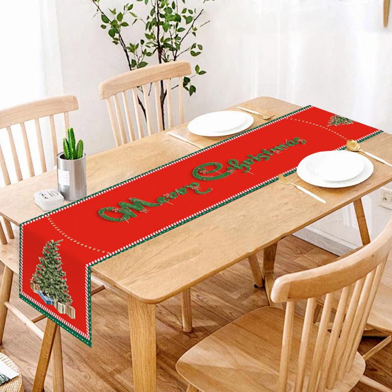 new Christmas table flag home decoration printed table mat restaurant creative Christmas table flag tablecloth