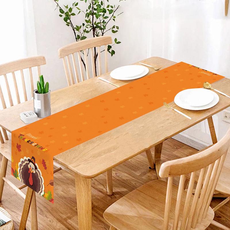 new Thanksgiving table flag autumn pumpkin maple leaf print table flag home decoration dining table coffee table tablecloth