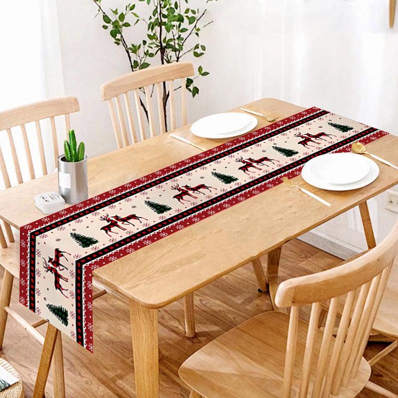 new Christmas table flag home decoration printed table mat restaurant creative Christmas table flag tablecloth