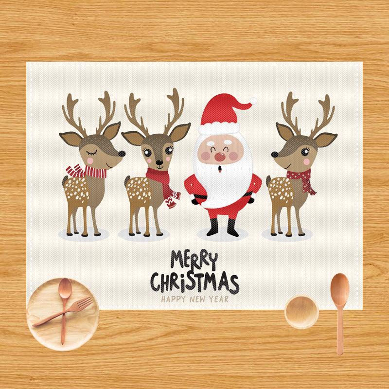 Christmas placemat Santa deer Santa Claus linen West placemat tablecloth manufacturer Supply Insulation