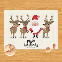 Christmas placemat Santa deer Santa Claus linen West placemat tablecloth manufacturer Supply Insulation