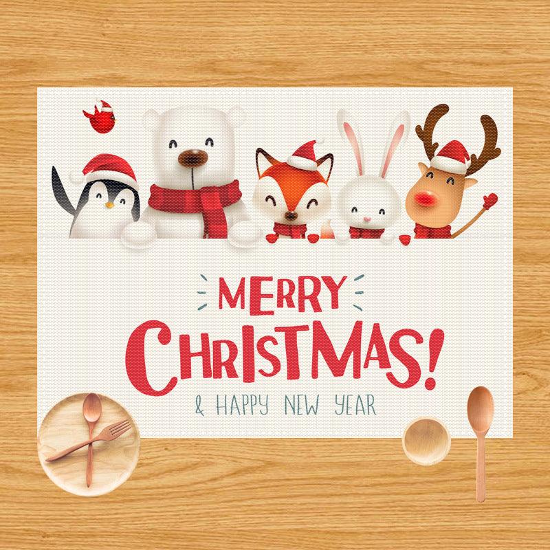 Christmas placemat Santa deer Santa Claus linen West placemat tablecloth manufacturer Supply Insulation