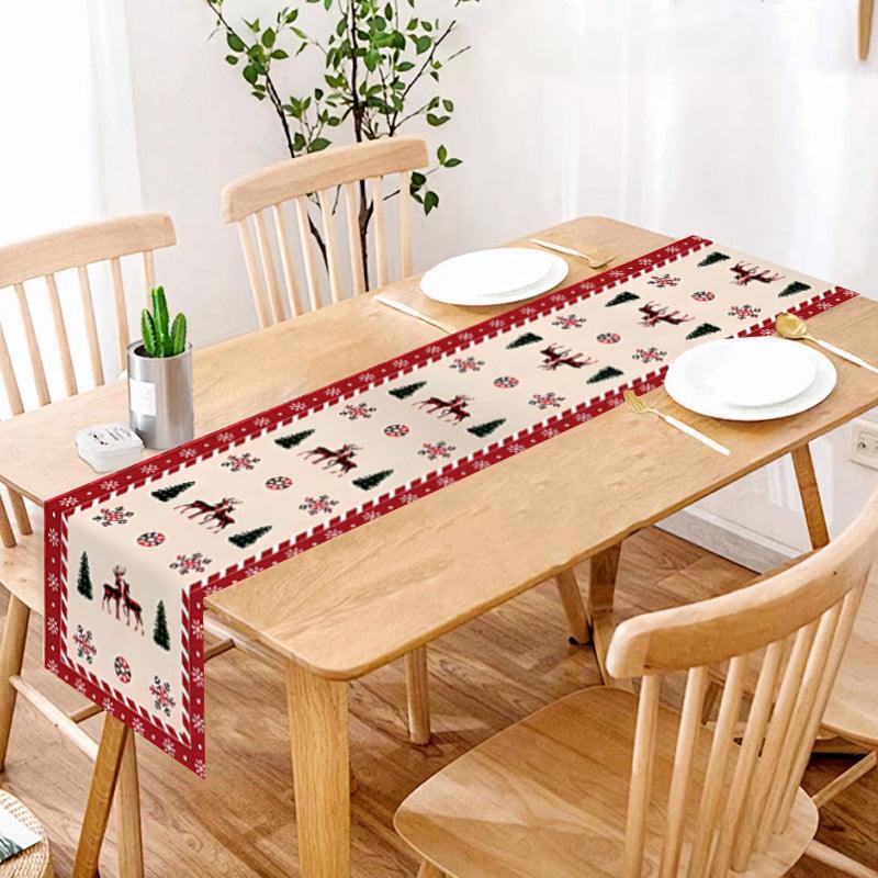 new Christmas table flag home decoration printed table mat restaurant creative Christmas table flag tablecloth