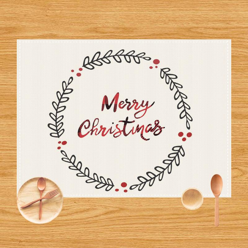 Christmas placemat Santa deer Santa Claus linen West placemat tablecloth manufacturer Supply Insulation