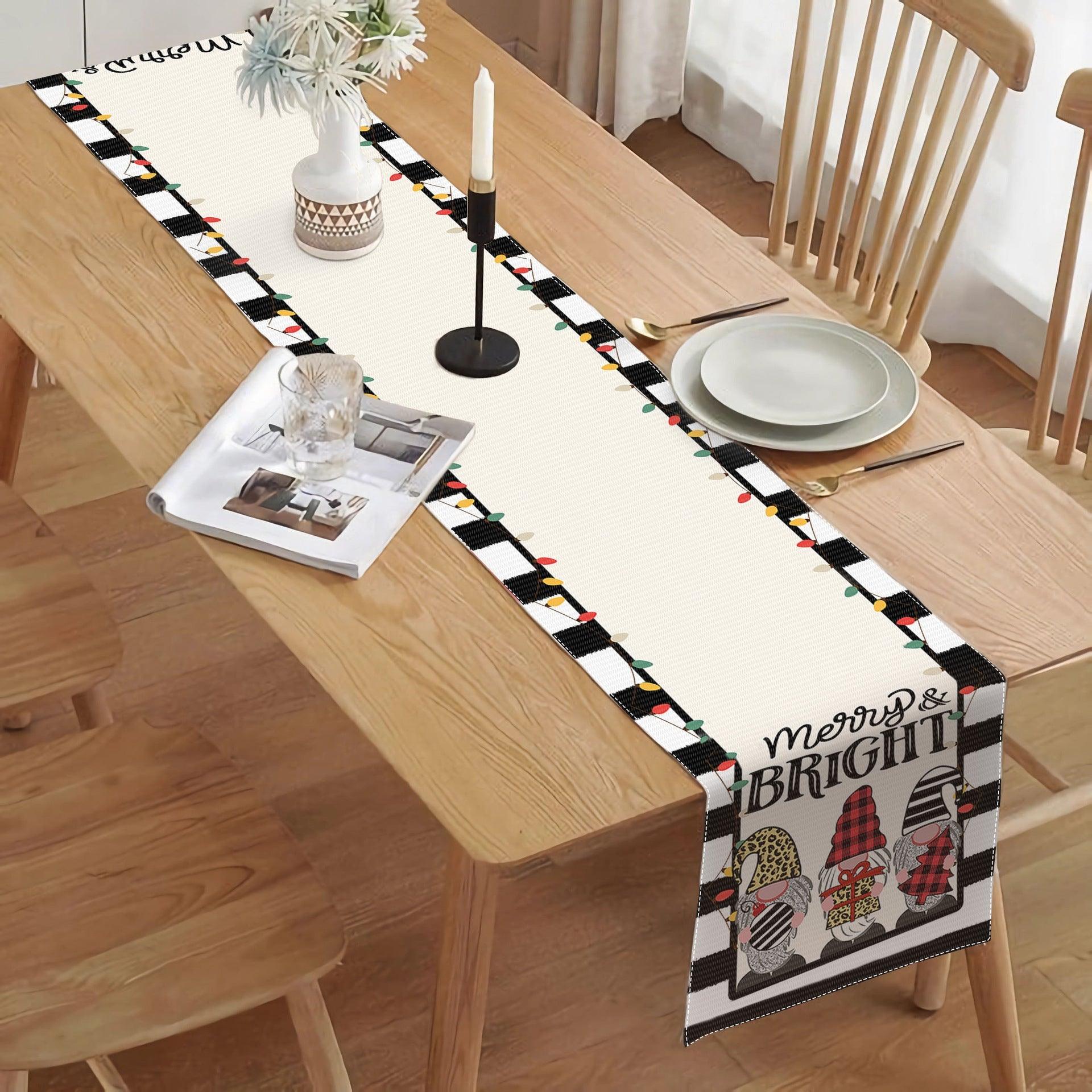 new Christmas table flag, little dwarf elk decoration holiday cloth tablecloth placemat decoration thermal insulation mat