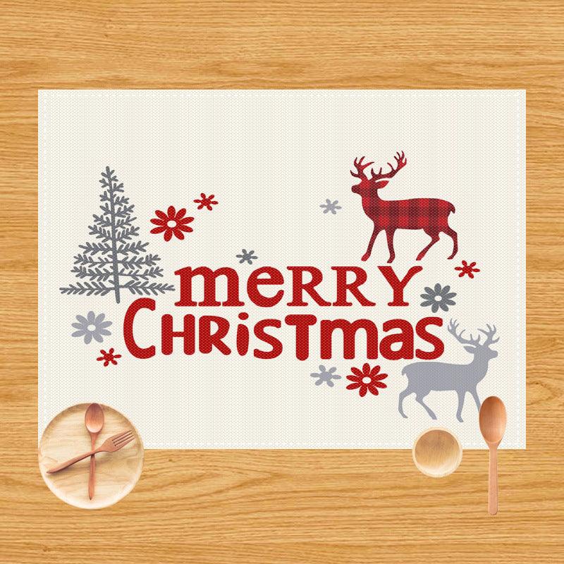 Christmas placemat Santa deer Santa Claus linen West placemat tablecloth manufacturer Supply Insulation