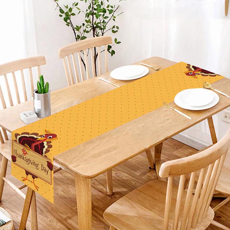 new Thanksgiving table flag autumn pumpkin maple leaf print table flag home decoration dining table coffee table tablecloth