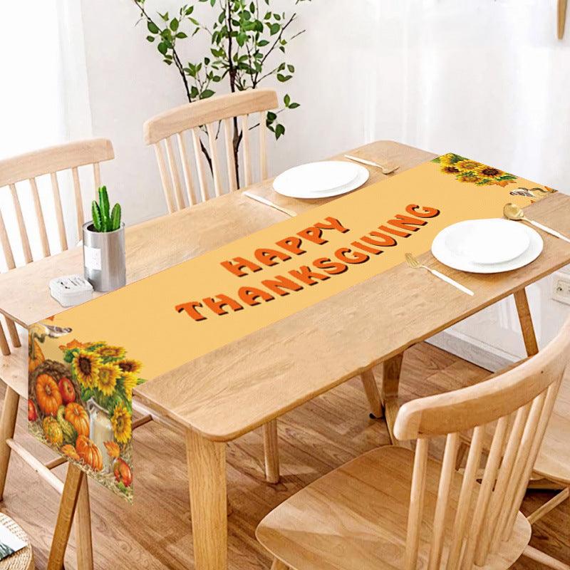 new Thanksgiving table flag autumn pumpkin maple leaf print table flag home decoration dining table coffee table tablecloth