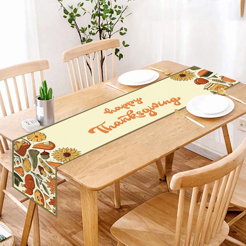 new Thanksgiving table flag autumn pumpkin maple leaf print table flag home decoration dining table coffee table tablecloth