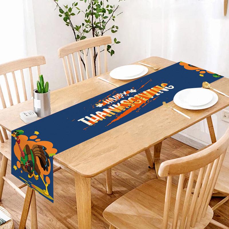 new Thanksgiving table flag autumn pumpkin maple leaf print table flag home decoration dining table coffee table tablecloth