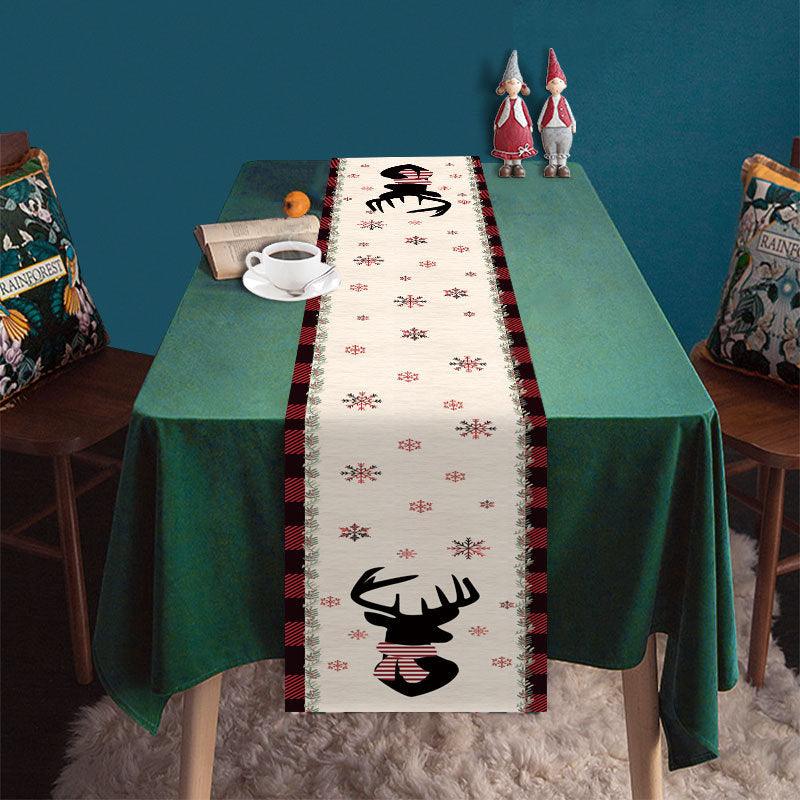 Christmas table flag deer Santa table mat festive atmosphere decoration tablecloth manufacturer