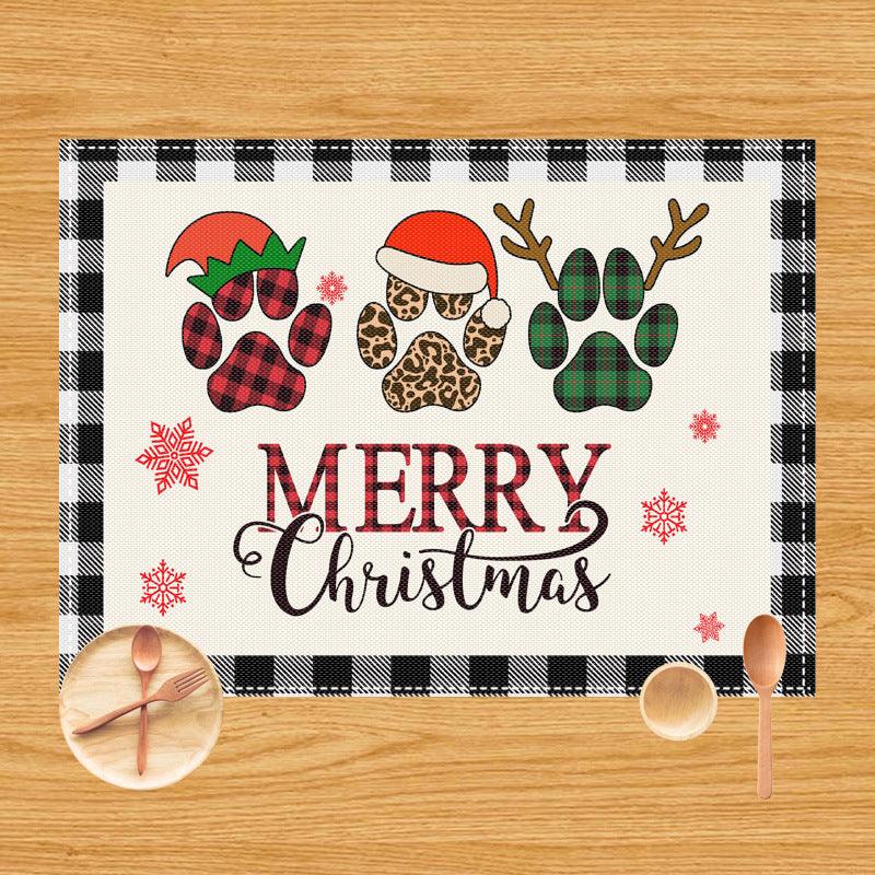 New Christmas table mat Santa elk festive atmosphere decorative placemat insulation mat