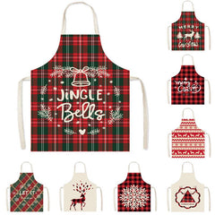 new Christmas apron festive atmosphere plaid elk apron kitchen anti-fouling smock apron