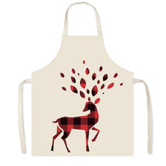 new Christmas apron festive atmosphere plaid elk apron kitchen anti-fouling smock apron